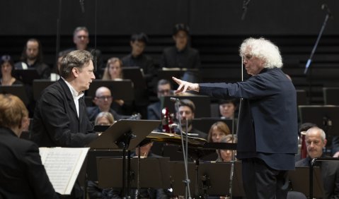 Georg Nigl und Simon Rattle beim Konzerttheater der musica viva. Foto: BR