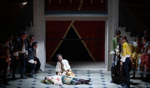 Caroline Arnaud JONATHAS, David Tricou DAVID, Solisten des PETIT CHOEUR, Tänzer:innen des BALLET DE L’OPÉRA ROYAL DU CHÂTEAU DE VERSAILLES. © Stefan Gloede/Musikfestspiele Potsdam Sanssouci