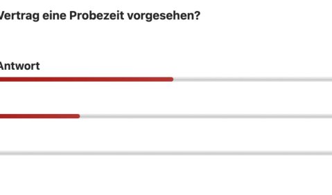 Ist in Ihrem Vertrag eine Probezeit vorgesehen? Keine Antwort (52 %); Nein (33 %); Ja (15 %)