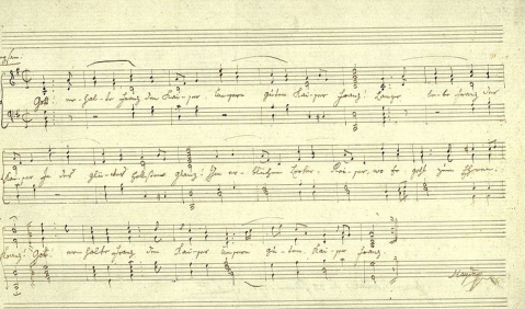 Joseph Haydn: Kaiserhymne „Gott erhalte“. Reinschrift in der Fassung für Singstimme und Klavier, 1797. Foto: Österreichische Nationalbibliothek