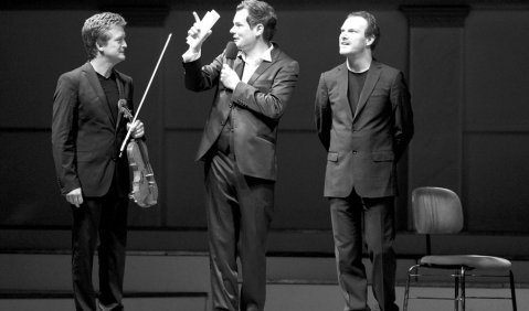 Christian Tetzlaff, Malte Arkona und Lars Vogt. Foto: Rhapsody in School