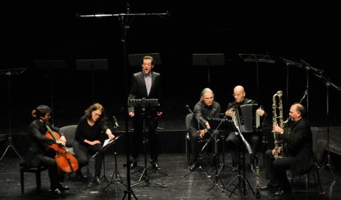 Jörg Widmanns „Skorpion“ mit Jean-Guihen Queyras (Cello), Daniel Gloger (Countertenor), Teodoro Anzellotti (Akkordeon) und Stefan Schneider (Klarinette)