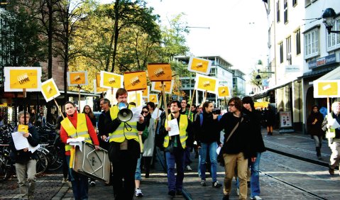  Am 6. November waren Freiburger Lehrbeauftragte im Rahmen des Aktionstages auf die Straße gegangen. Foto: Anastasia Varelli