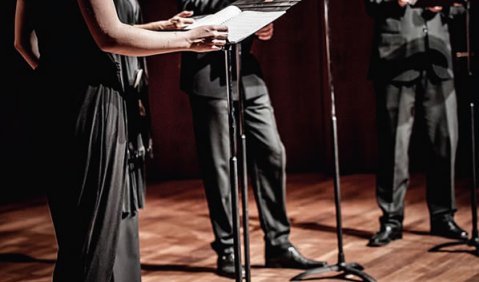 Schola Heidelberg mit Kanons zum Sprechen und Singen. Foto: netzwerk junge ohren/Oliver Röckle 