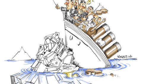 An eisbergkalter Kulturbürokratie zerschellt: Kammerphilharmonie Amadé. Cartoon: Rupert Hörbst