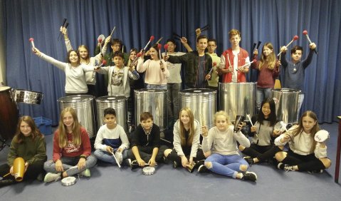 Die „Samba Kids“ der Clermont-Ferrand-Mittelschule Regensburg. Foto: Manfred Lehner
