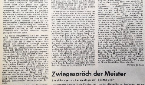 Gerhard R. Koch, Neue Musikzeitung, XIX. Jg. 1970, Nr. 1 (Februar/März)