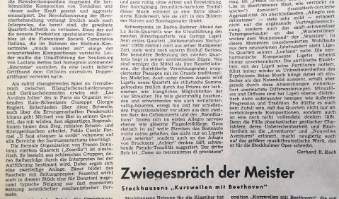 Gerhard R. Koch, Neue Musikzeitung, XIX. Jg. 1970, Nr. 1 (Februar/März)