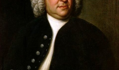 Johann Sebastian Bach im Jahre 1746, mit Rätselkanon (Ölgemälde von Elias Gottlob Haußmann aus dem Jahre 1748)