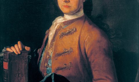 Mozarts Vater als Violinlehrer - Lehrwerk nun online verfügbar. Foto: Oelgemaelde von Pietro Antonio Lorenzoni um 1766, © ISM