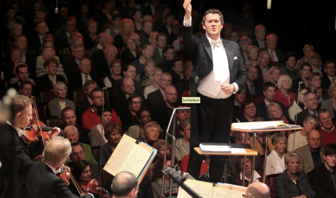 Noch-GMD Markus Poschner und die Bremer Philharmoniker in der Bremer Glocke. Foto: Presse Bremer Philharmoniker