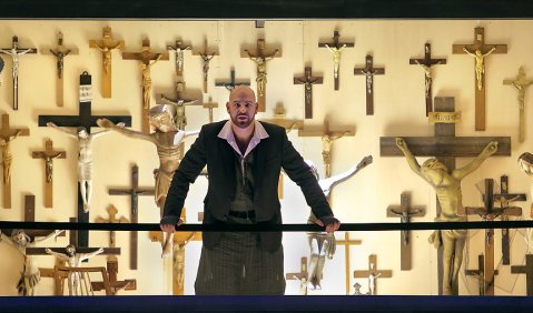 Derek Welton als Klingsor im Parsifal. Foto: Bayreuther Festspiele / Enrico Nawrath