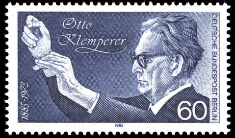 Dirigent an der Krolloper. Otto Klemperer. Briefmarke von 1985.