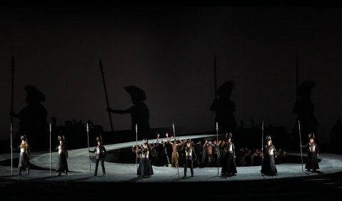 Probenfoto „Die Walküre“. Walküren © OFS/Forster