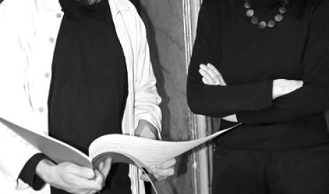 Brice Pauset (li.) und die Komponistin Isabel Mundry (re.). Foto: Charlotte Oswald