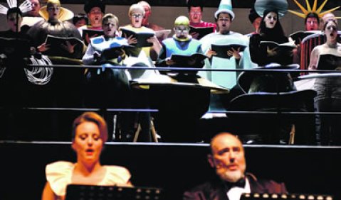 Nicht konzertant, sondern halbszenisch: Moritz Eggerts „Freax“ in der Oper Bonn. Foto: Thilo Beu/Oper Bonn