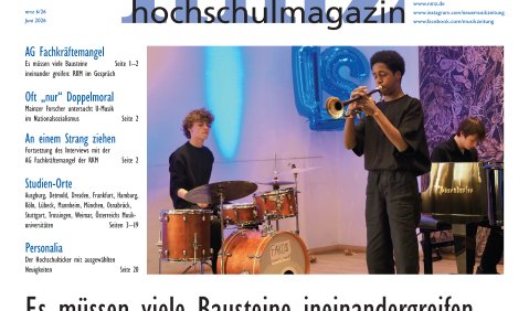 Erste Seite des Hochschulmagazins zur nmz 6/2026.
