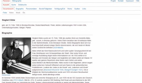 Von A wie Abbe bis Z wie Zander: das „Lexikon verfolgter Musiker und Musikerinnen“ im Netz