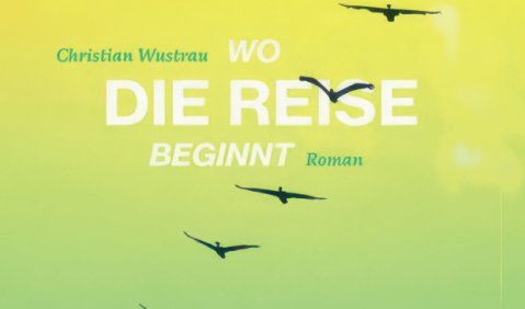"Wo die Reise beginnt"-Schriftzug vor einem gelben Horizont an dem 5 V&ouml;gel entlang ziehen.