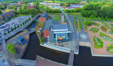 rock’n’popmuseum Luftaufnahme Modell.