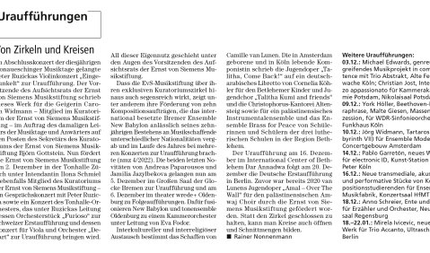 Uraufführungskolumne von Rainer Nonnenmann.