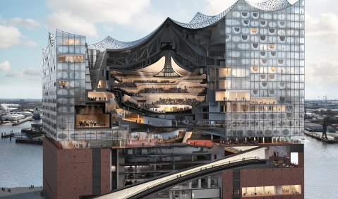 Querschnittsgrafik Elbphilharmonie (unbeschriftet) © Herzog & de Meuron / bloomimages