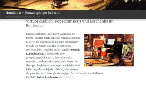 Ein Konzertgänger in Berlin. Screenshot der Website