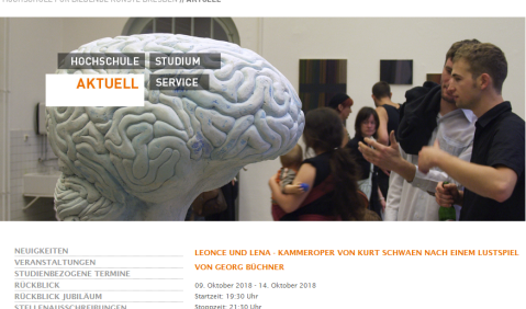 Kein Produktionsfoto. Screenshot der Website der Hochschule für Bildende Künste Dresden 
