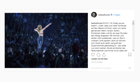 Instagrampost von Helene Fischer.