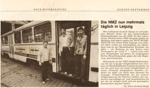 60 Jahre nmz. Mit einer Rückschau ins Jahr 1990,  als sich die nmz über rollende Präsenz in der gerade noch existierenden DDR freute (unser Bild) und einer Reflexion von Gerhard R. Koch eröffnet die nmz ihren 60. Jahrgang. 