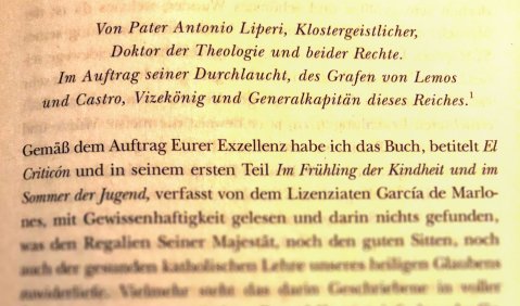 Zensurbericht zu Balthasar Graciáns „El Criticón“