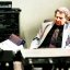 Mikis Theodorakis 1996 in den Bauer Studios, Ludwigsburg. Foto: Hans Kumpf